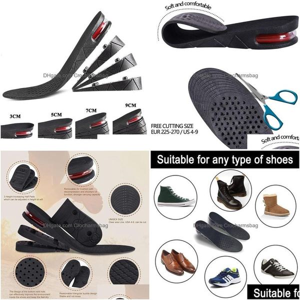 Accessori per parti di scarpe Solette per aumentare l'altezza Air Shoes Cushion Lift Inserti Uomo Donna 3 9Cm Soletta variabile Taglio regolabile Foot Pad 2206