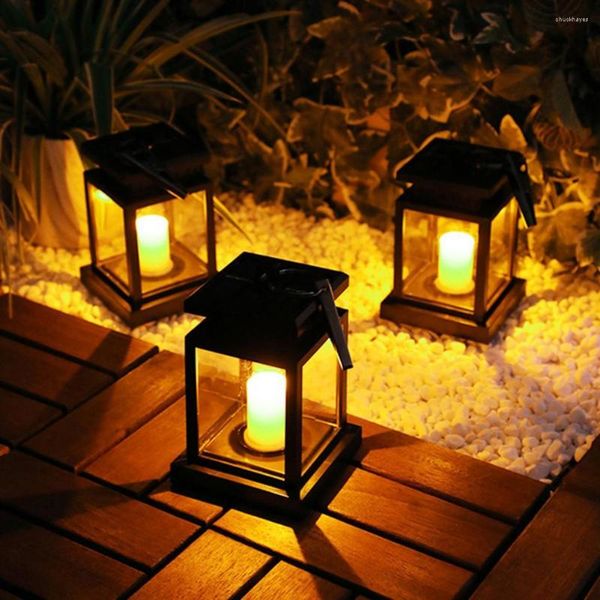 Luzes solares montadas na parede Lâmpada de vento vintage à prova d'água Led luz de vela para decoração interna/externa elegante pendurada