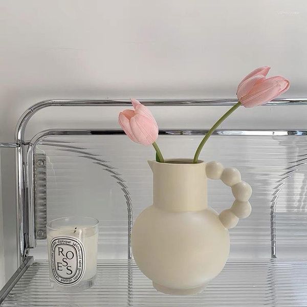 Vasen, französische Keramik-Milchtopf-Vase, Blumenarrangement, Wasser-Hochblumen, Wohnzimmer, Esstisch, Heimdekoration, Zubehör