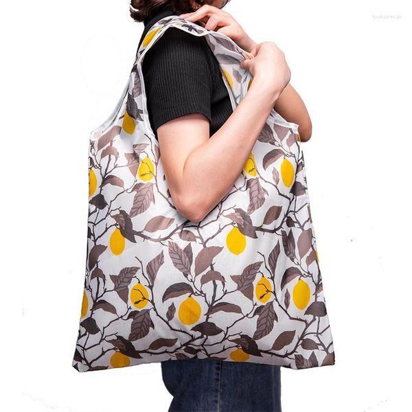 Depolama Çantaları Katlanabilir Alışveriş Büyük Boyu Kalın Naylon Büyük Tote Eco Eco Repoable Polyester Portable Omuz Kadın Çantaları Katlanır Koşan