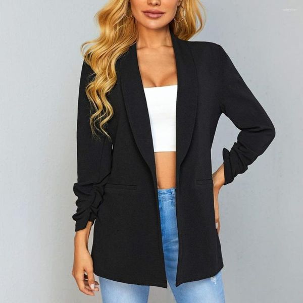 Frauen Anzüge 2023 Herbst Büro Feminine Dünne Jacke Mode Revers Strickjacke Einfarbig Casual Oberbekleidung Frauen Blazer