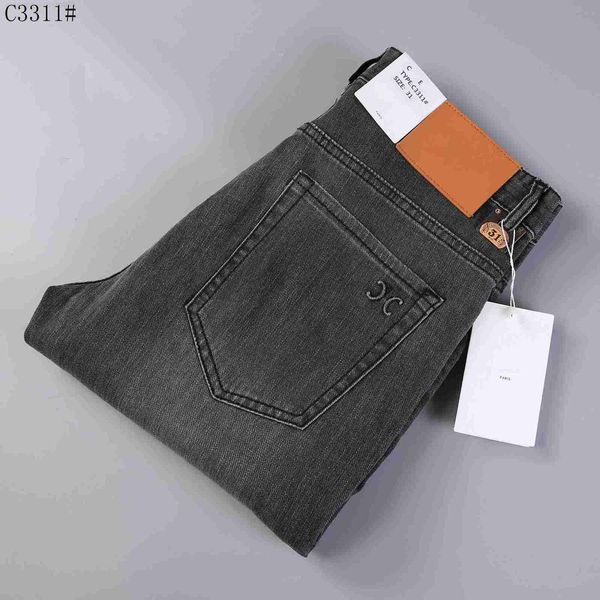 Jeans masculino 29-40 Calças casuais de grife de luxo da marca High Street Straight Jean Men Blue Jeans lavados Big Hole Zipper Biker Pants Black Pant