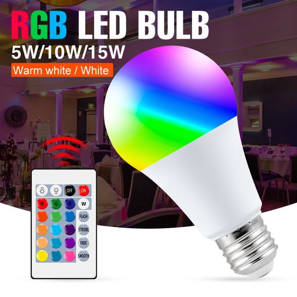 Other Home Garden E27 Led Lamp Regulável 16 Cores RGB Light Bulb 220V Magic Spot 5W 10W 15W Smart Control RGBW Decor 230807