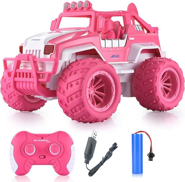 1:12 Lindo carro rosa RC para meninas presentes com controle remoto elétrico drift carro off-road monstro rastreador carros areia brinquedos 2377