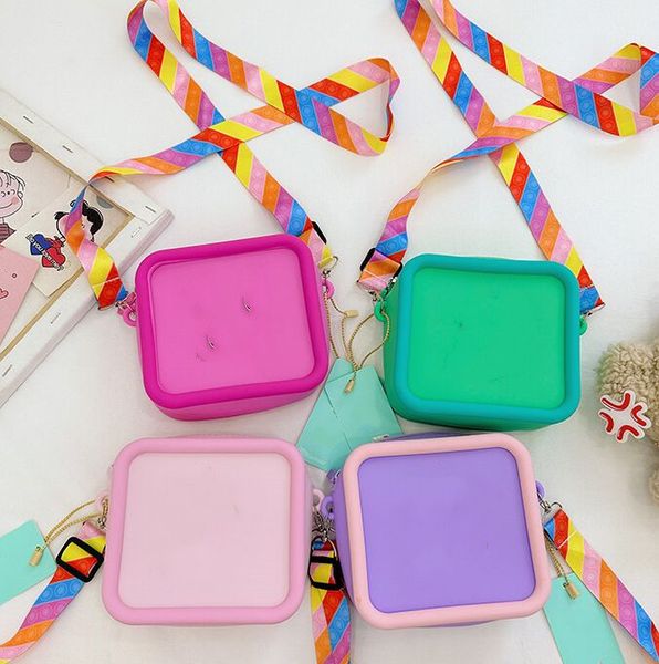 Linda bolsa de mão de silicone para crianças de verão bolsas de ombro transversal para bebê bolsa infantil