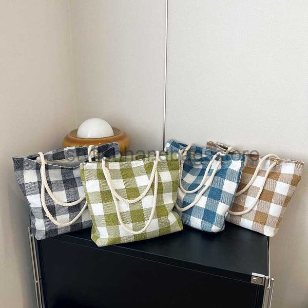 Omuz çantaları Japon ve Koreli minimalist ins bento çantaları sanatsal küçük taze ekose çanta büyük kapasiteli tek omuz kadın çantası bagsstylishhandbagsstore