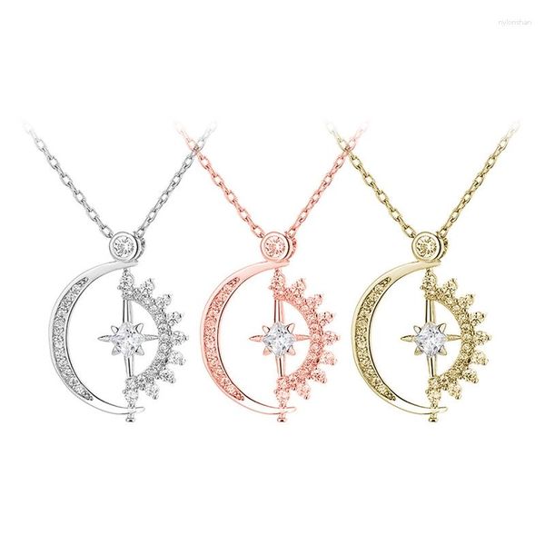 Anhänger Halsketten Badass Squad Halskette Mode Kristall Sonne und Mond Kette für Frauen Mädchen Statement Schmuck Geschenke