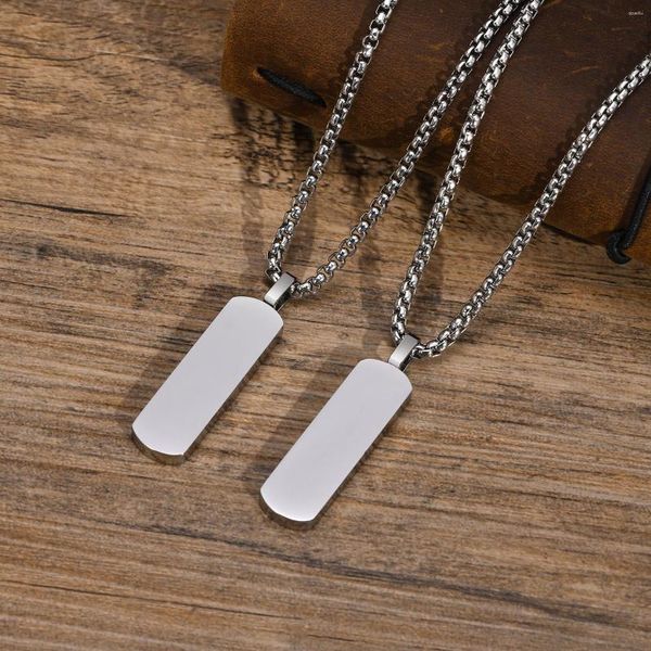 Anhänger Halsketten Herren Geometrische Bar Halskette Minimalist Edelstahl Stilvoll Lässig Einfach Kragen Box Kette Männlicher Schmuck Geschenk für Ihn