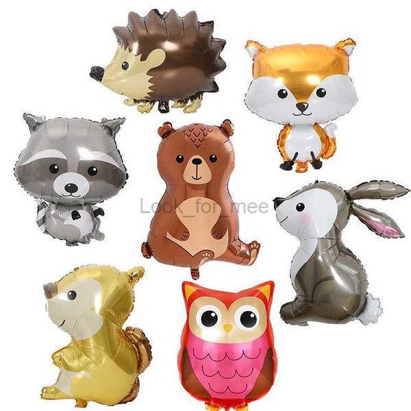 1/2/5 pçs Balão decorativo animal dos desenhos animados Jungle Party Fox Raccoon Alumínio Filme Balões Festa de Aniversário Decoração de Páscoa HKD230808