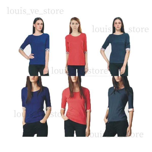 Luxurys Designers Kadın Gömlek Klasik Basit Nakış Modeli N Tees Casualwomens T Shirts O Boyun Kadınlar İçin Üç Kollu Yaz T230808
