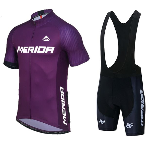 Tute da uomo Maglia da ciclismo Primavera Estate Abbigliamento da ciclismo Uomo Abbigliamento con bretelle Merida Camicia professionale Pantaloncini Ciclista Set da uomo Set sportivo 230807