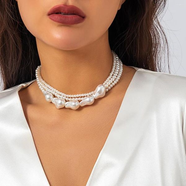 CHOKER MULTERYER IMITAZIONE NATTURA PERLA DONNE DONNE grandi perle irregolari gioielli di fascino sul collo del collo Trendy 2023 Gifts Party