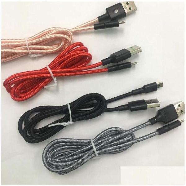 Кабели сотового телефона плетеные S 1m/3ft 2m/6ft/10ft type c v8 micro USB Data Sync 2a.