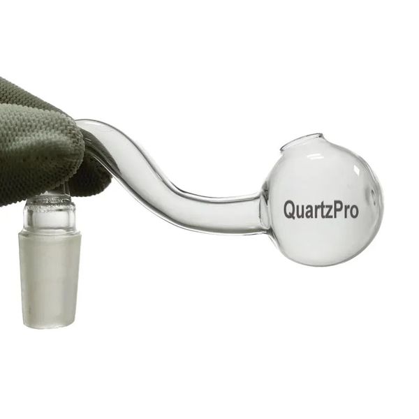 5 Stück QuartzPro Original 14 mm männlich gebogener Glas-Ölbrenner Dab Rig Rauch-Wasser-Bong-Aufsatz mit 3 cm großer Glas-Ölschale