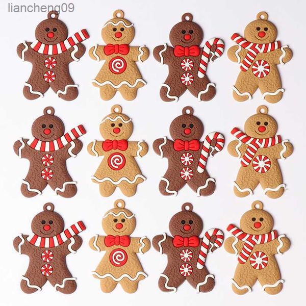 6/10pcs Gingerbread Man Charms Charmance Vanging Pendants Рождественская елка орнамент для дома рождественские украшения подарок Новый год L230620