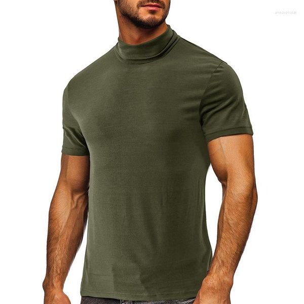 Camisetas masculinas verão gola alta inferior manga curta camiseta roupa íntima superior roupas masculinas camisetas para