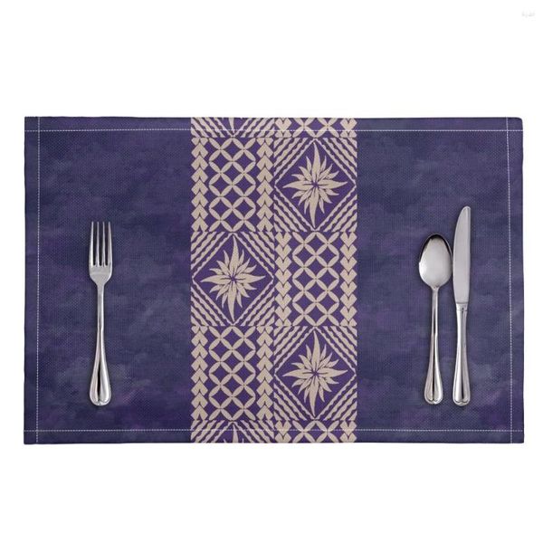 Tischsets, Küchenzubehör, benutzerdefinierte polynesische Stammes-Samoa-Fidschi-Matte, Polyester-Tischsets, bedruckt mit individueller Tischdecke für