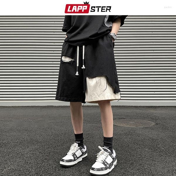 Shorts Masculino Y2k Streetwear Hip Hop Sweat Summer Men Patchwork Harajuku Black Grapic Moda Coreana Rasgado