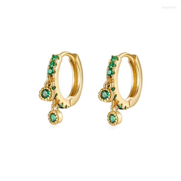 Brincos de argola com borlas verdes cristal para mulheres prata 925 design de alto nível brincos de ouro na moda joias INS