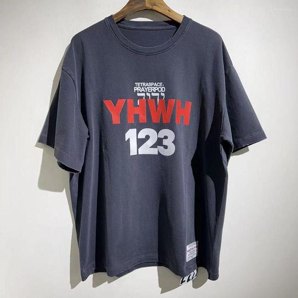 Männer T Shirts 2023SS RRR123 Vintage Gewaschen Brief Logo Druck Übergroßen T-shirt Streetwear Baumwolle Top Tees Frau Kleidung Kleidung