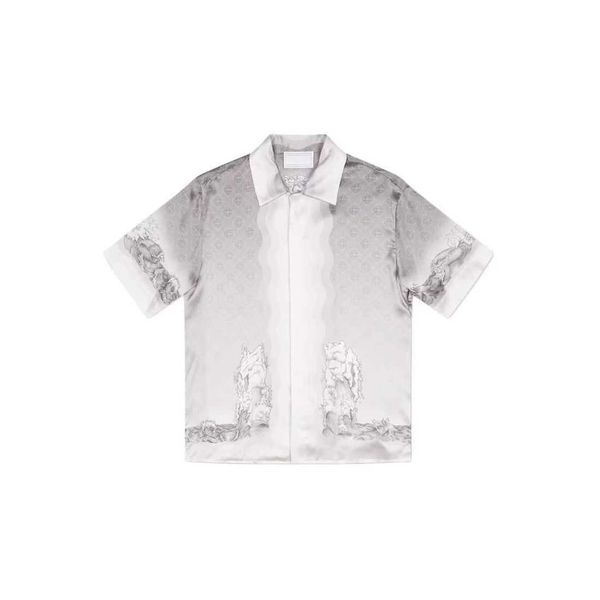 Casablanca 22ss camisa de botão Guardian gesso imagem gradiente preto e branco casal masculino e feminino camisa havaiana de manga curta camisas casuais camisas de manga curta