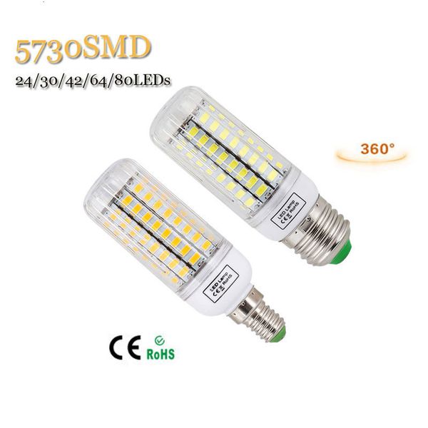 Outros Home Garden E27 E14 Lâmpada LED 5730 SMD Milho Lâmpadas 220V 24 30 42 64 80LEDs 7W 12W 15W 20W 25W Lampada Ampola Lustre Iluminação 230807