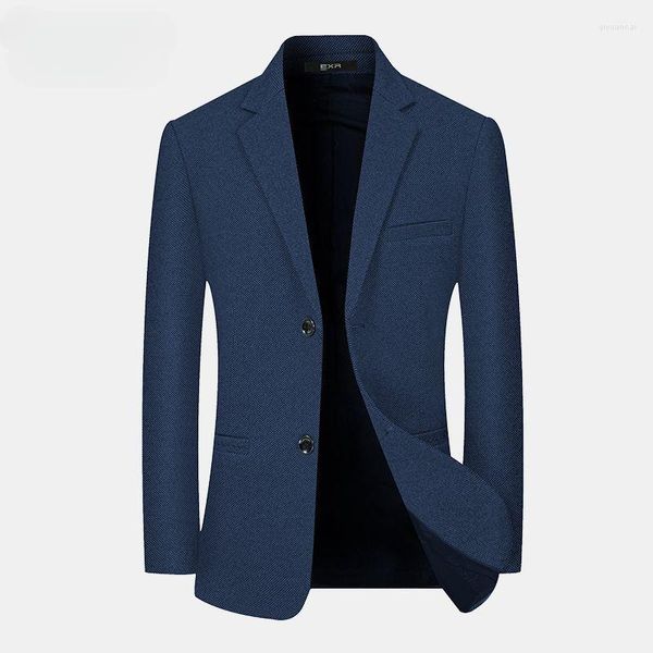 Ternos Masculinos Jaqueta Masculina Casual Blazers de Peito Único Moda Coreano Vestido Terno Alfaiataria Blazer Caimento Justo Jaquetas de Algodão D125