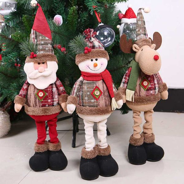 Decorazioni natalizie Bambola di Babbo Natale Pupazzo di neve Ornamenti di alci Giocattolo regalo Decorazioni per l'albero di Natale per Capodanno Navidad L230620