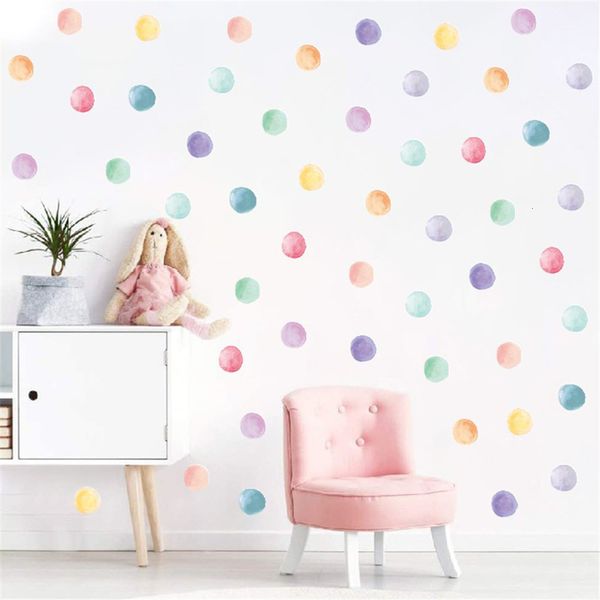 Adesivos de parede multicoloridos decalques de vinil de bolinhas círculo para crianças, meninos, meninas, quarto, decoração de sala de estar 230808