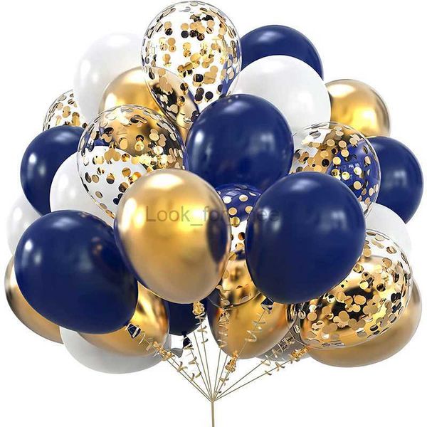 20pcs 12 pollici blu navy oro coriandoli palloncini metallici buon compleanno decorazioni per feste bambini adulti baby shower forniture di nozze HKD230808