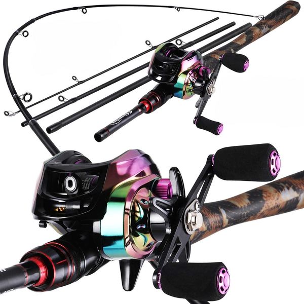 Rod Reel Combo Sougayilang 2 1m UltraLight Fibra de Carbono Fundição Pesca e Conjunto Baitcasting para Bass Trout Carp 230807