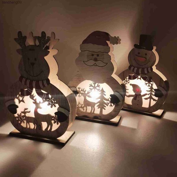 Decorazioni natalizie Nuovi ornamenti in legno Vecchio pupazzo di neve Cervo Notte luminosa Glam Decorazioni natalizie Decorazioni per interni per la casa L230620