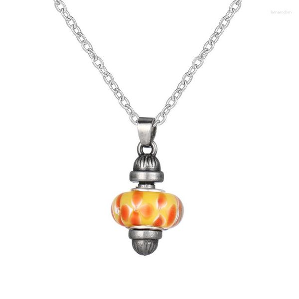 Collane con ciondolo Perle di vetro di Murano Collana con ciondoli a forma di cuore con fiore colorato con ciondoli a catena Gioielli da donna fai-da-te 1 pz