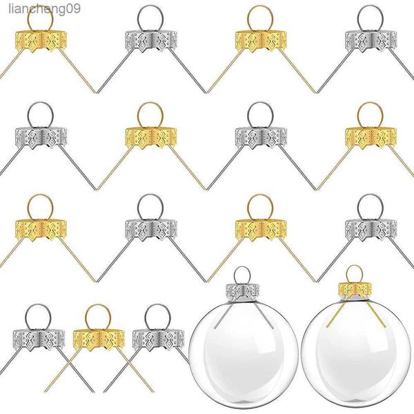 50 pçs redondos enfeite de bola de natal bonés dourados removíveis cabides de metal boné enfeites de substituição de ano novo boné diy decoração de casa l230620