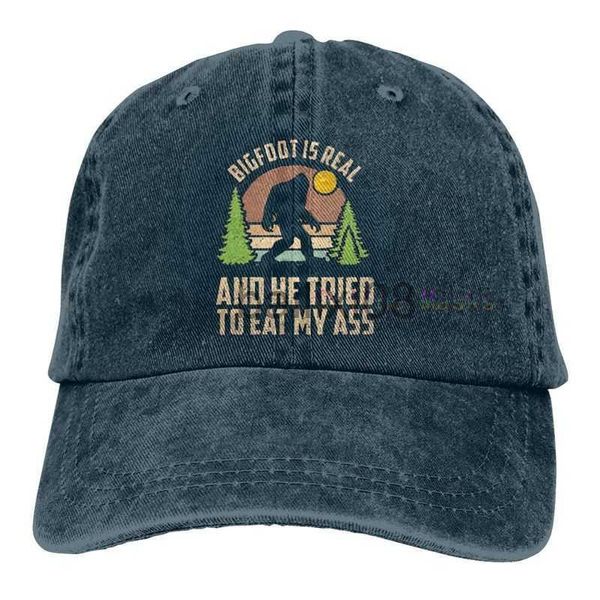 Bonés de bola Bigfoot é real e ele tentou comer minha bunda Boné de beisebol unissex Vintage Trucker Hats ajustáveis chapéus de cowboy para homens e mulheres J230807