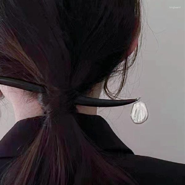 Saç klipsleri 2023 kadınlar için siyah ahşap çubuklar Çin tarzı zarif inci vintage saç tokaları tavan mücevher aksesuarları