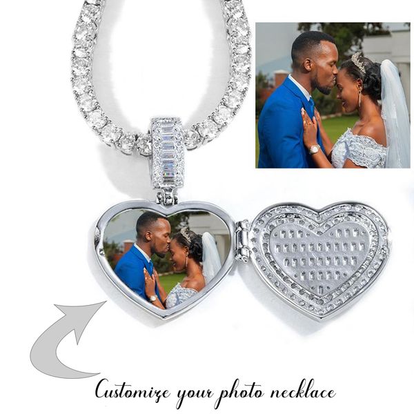 Anhänger-Halsketten Personalisieren Sie die Herz-Namenskette mit Ihrem Bild, Charm für Mama, HipHop-Eis-Out-Schmuck, Valentinstagsgeschenk 230807