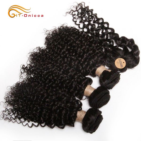 Pedaços de cabelo Crespos Cacheados Com Fechamento Natural Humano Curto Indiano Circular 230807