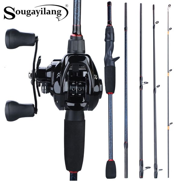 Rod Reel Combo Sougayilang 1 8m 2 4m Casting Fishing Portable 5 Section and 12 1BB 7 0 1 Gear Ratio Baitcasting 230807