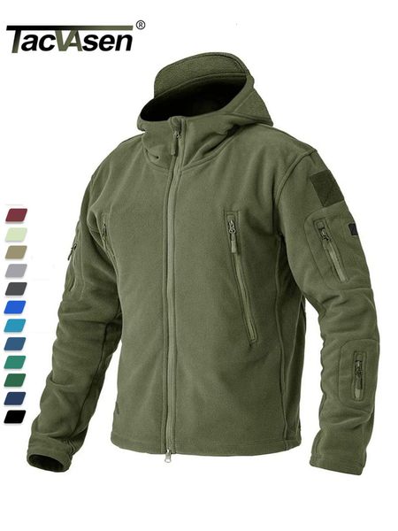 Jaquetas masculinas TACVASEN Jaquetas militares do exército Jaquetas masculinas de lã tática de combate Casacos com capuz com zíper completo Caminhada Escalada Casacos Causal Parka 230807