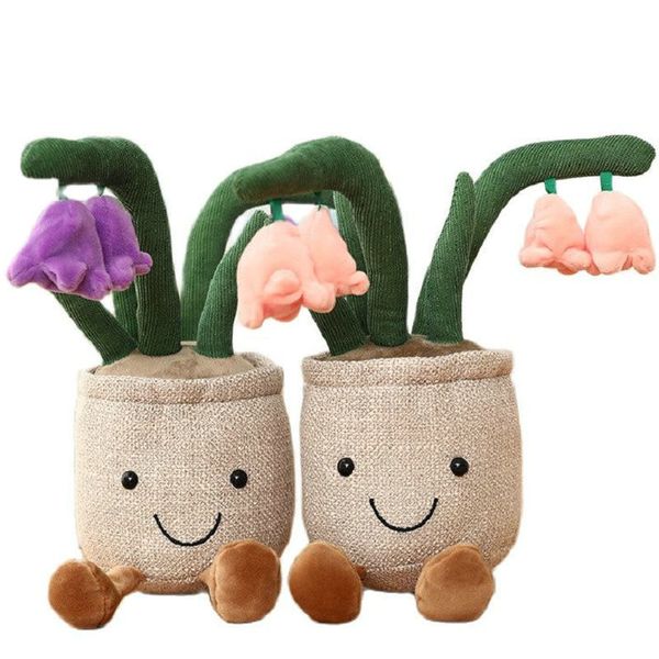 Peluş Bebekler Yaşam Lale Etli Bitkiler Peluş Dolgulu Oyuncak Oyuncaklar Valley Potted Flower French Romance Kitaplık Dekoru Kız Hediye 230807