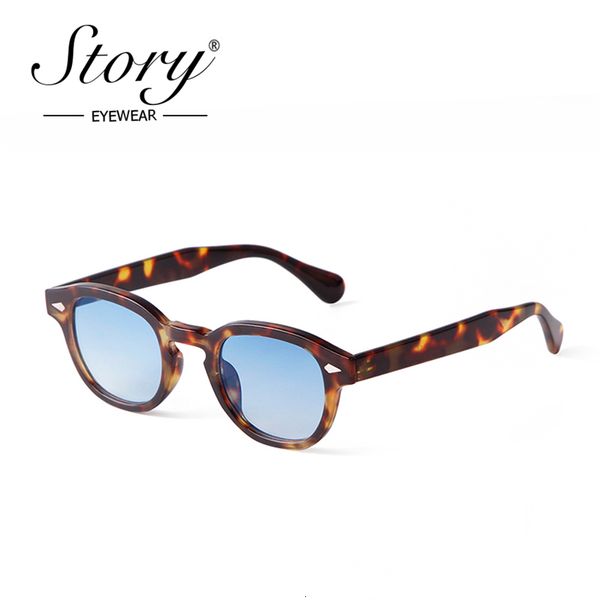 Occhiali da sole Frames STORY Vintage Rivet Tortoiseshell Round Donna Uomo Brand Design Retro Yellow Blue Lens Square Occhiali da sole S22728 230807