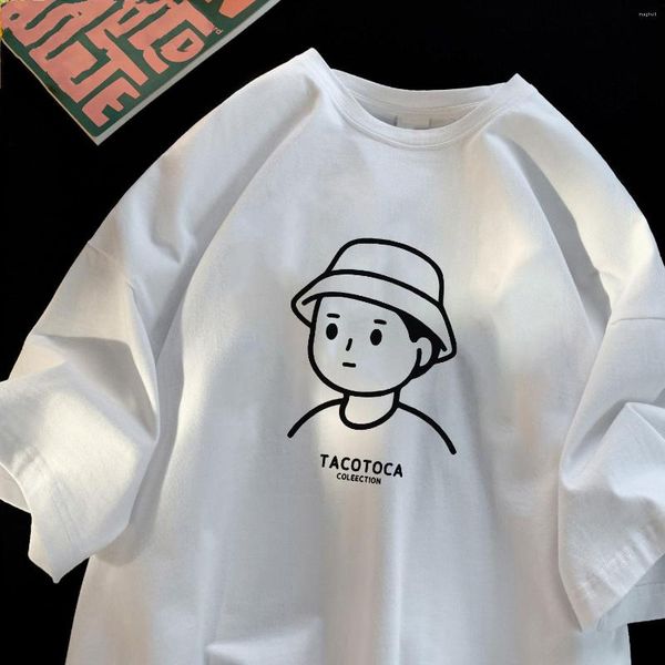 Herren T-Shirts Sommer Baumwolle Trendy Retro Grafik T-Shirt für Männer und Frauen American Loose Couple Street Casual Kurzarm Top Harajuku