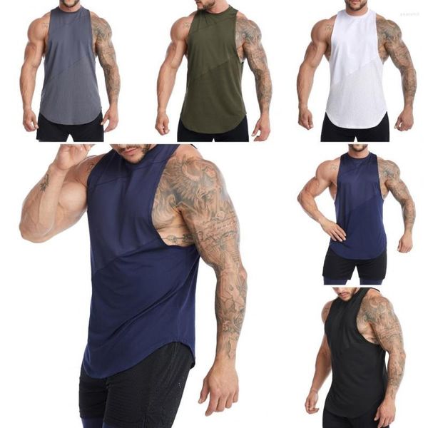 Canottiere da uomo Gilet da uomo Vestibilità ampia O-collo Senza maniche Tinta unita Maglia Fitness Palestra Allenamento Canottiera Bodybuilding Corsa