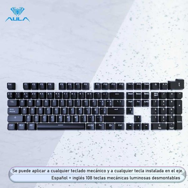 Teclas de teclado mecânico retroiluminado espanhol profissional AULA Compatíveis com interruptores MX para substituir as teclas de cena universal DIY HKD230808