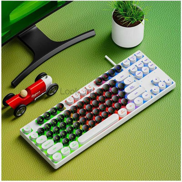 Crack DK Tastiera meccanica punk a 87 tasti Doppia corrispondenza dei colori Imitazione della tastiera meccanica Feel Gaming Office Keyboar Boy Gift HKD230808