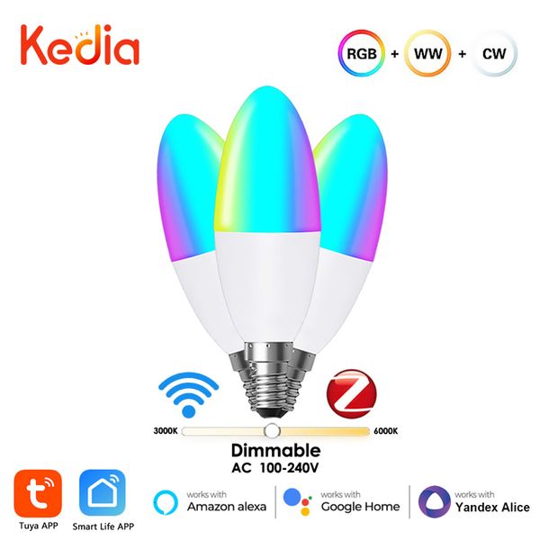 Other Home Garden Kedia Tuya E14 Smart ZigBee WiFi Candle Light Bulb European Bulbs RGB LED WW Lamp Via Life Alexa Google Alice 230807