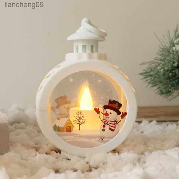 Decorações de Natal criativas para casa Luzes de vela de boneco de neve de LED redondas Luzes de suspensão de árvore de Natal Enfeites Presentes de ano novo L230620