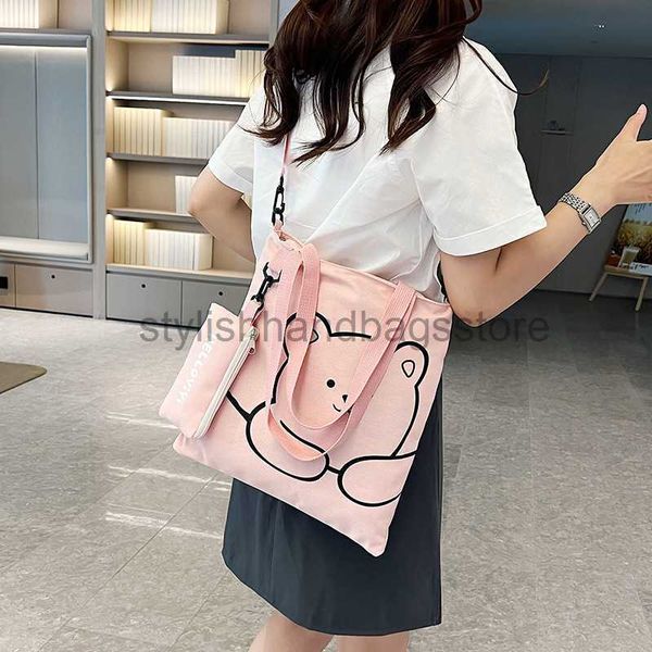 Bolsas de ombro Bolsa de maquiagem bolsa de lona de grande capacidade 2023 nova bolsa feminina versão coreana moda e tendência simples bolsas de ombro elegantesbolsas de mãoloja