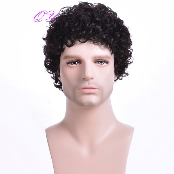 Parrucche Cosplay Parrucca sintetica per uomo Nero naturale Capelli ricci crespi corti Parrucche da uomo Stile di moda Taglia regolabile Parrucche traspiranti Uomo 230807